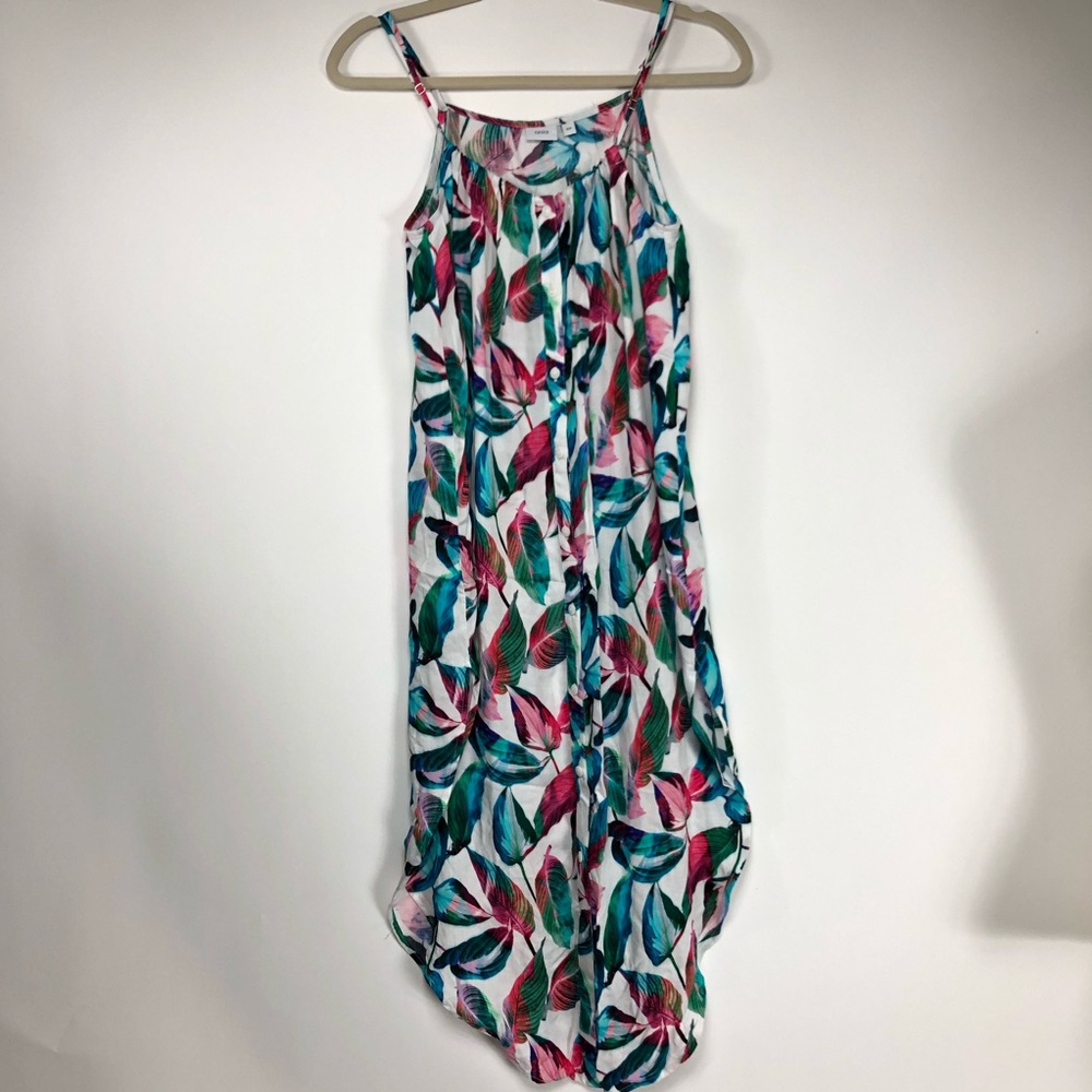 Onia tropical leaf high low dress size SP